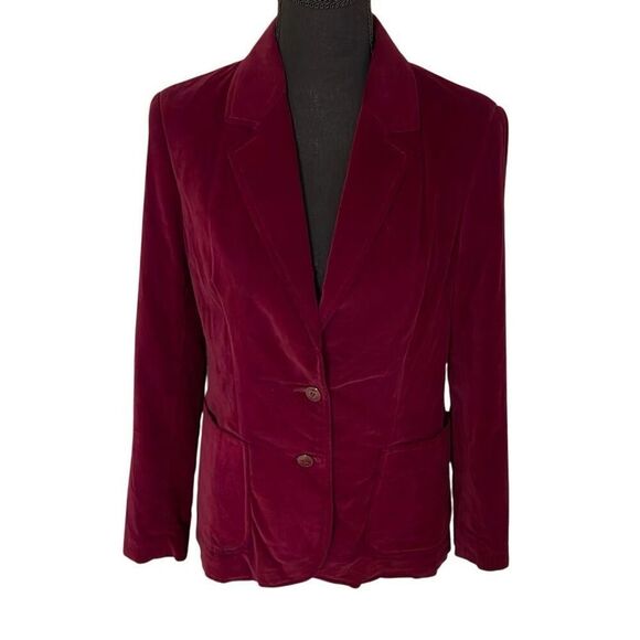 Personal Vintage Ladies Burgundy Velvet/Velour Double Button Front - Picture 5 of 10